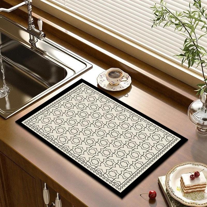 

Retro Washing Machine Covers Kitchen Absorbent Coffee Machine Refrigerator Cover Pad Drain Pad Microwave Oven Insulation Pad 20x30cmDiatommud