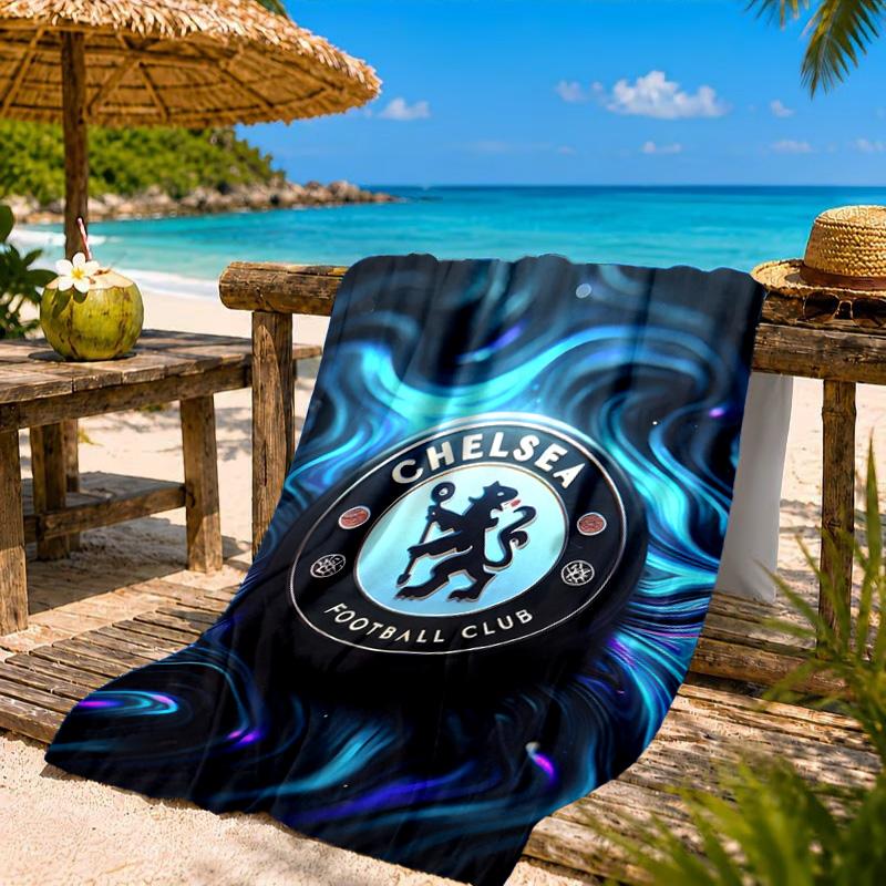 Asciugamano da Spiaggia Chel-sea Fc Stampato in Microfibra, Morbido e Assorbente, Asciugatura Rapida, Ideale per Viaggi Estivi, Essenziale per la Spiaggia, Piscina