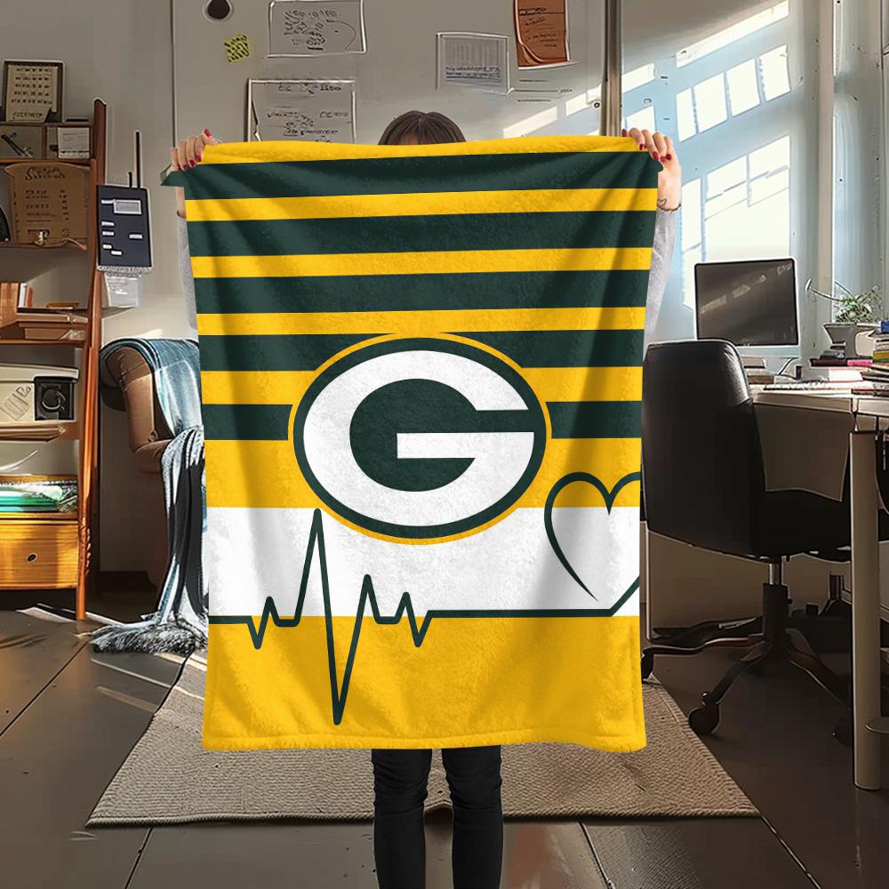 Green Bay Packers Flannel Blanket, High quality Comfortable for All Seasons, Home Decor, Warmth and Comfort