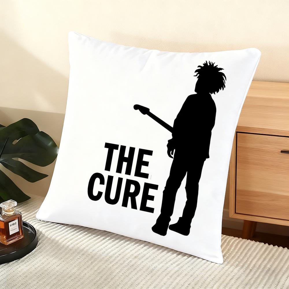 Vintage The C-Cure Rock Band Cushion Cover Soft Short Plush Pillow Cover Smooth Cozy Texture Aesthetic Cushion Case Home Decor
