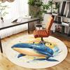 1pc Whale Starry Round Chair Mat Area Rug - Non-Slip, Floor Mat for Office, Bedroom, and Indoor Decor -1002115