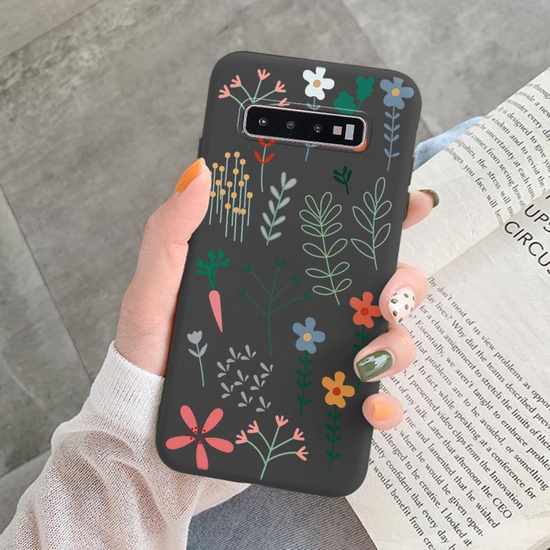 Coque Pour Samsung Galaxy S10 Plus S 10 S10E Housse Fleur Feuille Cœur Silicone Souple Fundas Pour Samsung S10 S10e Coque Mode Coquille