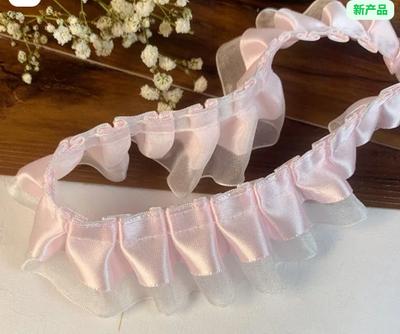 Double Layer Ruffled Lace Ribbon Satin Edge Trim for Sewing Crafts Dress Decoration and DIY Projects