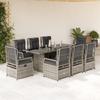 Vidaxl 9-Cz. Set di Mobili da Giardino con Cuscini, Grigio, Rattan PE