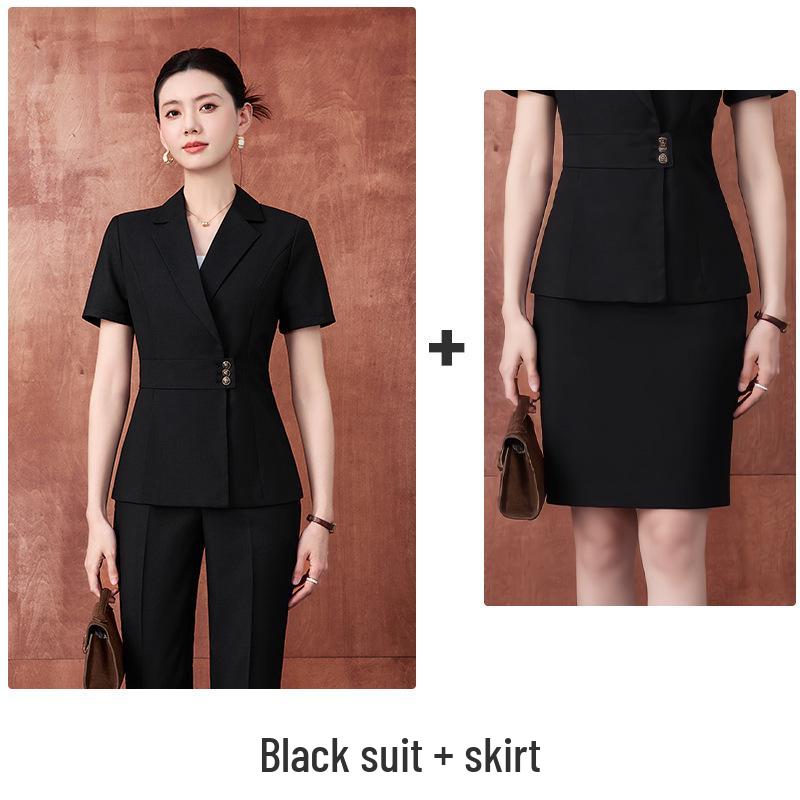 Women's Summer Short-Sleeved Professional Suit - High-End Formal Wear for Interviews and Commute