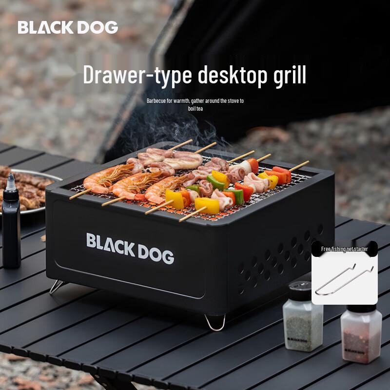 Black Dog Portable Drawer BBQ Grill with Wood Handle