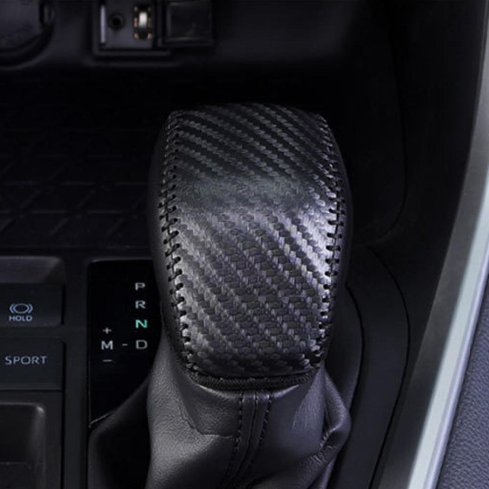 

Чехол из натуральной кожи с головкой переключения передач автомобиля для Toyota Rav4 RAV 4, ошейники для интерьера углеродного волокна черного