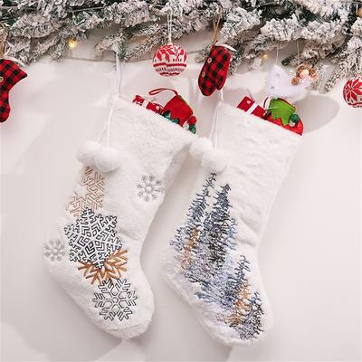 Santa Stockings Xmas Tree Ornament Decorations Xmas Gift Candy Bag Present Pocket Christmas Stocking Sack Hanging Socks