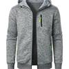 Hooded Coat Stylish Men's Jacquard Knitted Cardigan with Hood Zip-up Closure for Fall Winter Featuring Elastic Cuffs Solid Color