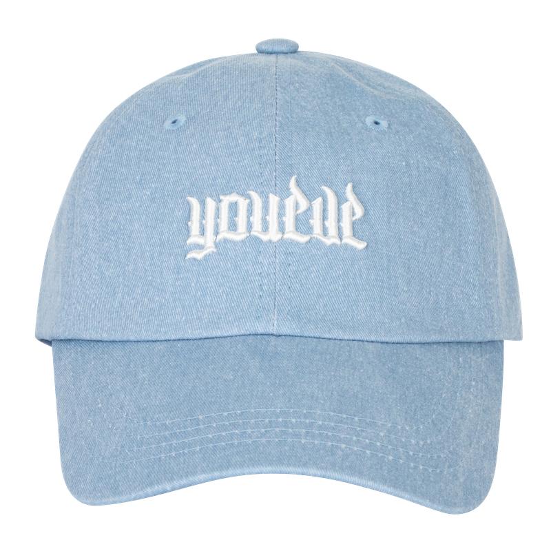 Yuibeu Pigment Fire Logo Overball Cap Sky Blue