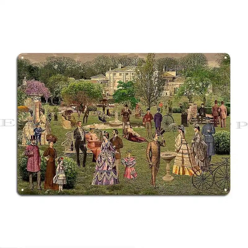 Victorian Park Metal Signs Pub Mural Customize Garage Party Tin Sign Poster