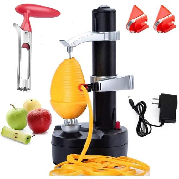 Electric Potato Peeler Automatic Potato Peeler Machine, Electric Peeler Fruits and Vegetables, Apple Peeling Machine for Kitchen [1 Adapter 2 Extra