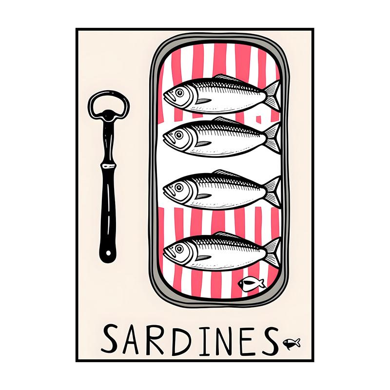 Sardinenbüchse Poster Modern Klassisch Druck Ausstellung Surrealismus Leinwandbild Wandkunst Bild für Zimmer Zuhause Küche Dekorat