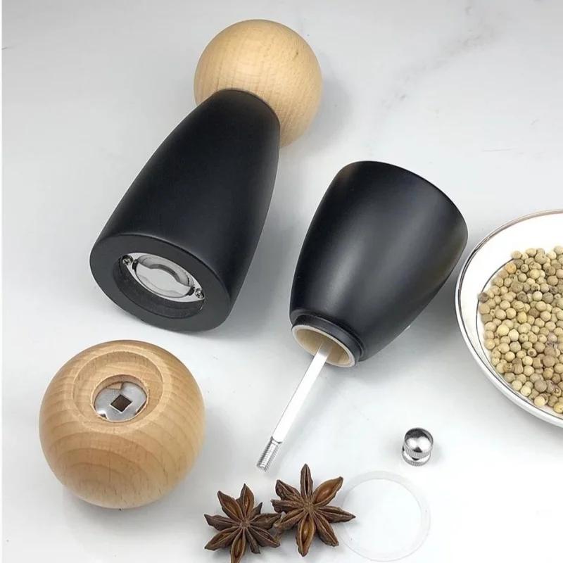 5/6/8 Inch Manual Pepper Grinder Wooden Salt Spice Grinder Adjustable Household Ceramic Core Wood Spice Grinder Kitchen Tools
