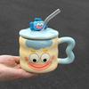 High Looking Cute Ceramic Cup with Lid Spoon for Girls Coffee Mug Large Capacity Water Cup Birthday Gift
