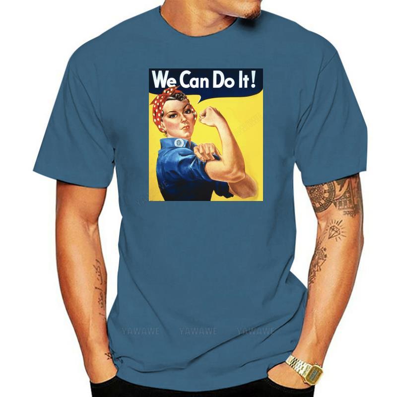 

Male tee Camisetas de moda de verano para mujer camiseta recta de algodón We Can Do It Rosie The Riveter Girl Power cool top 4XL