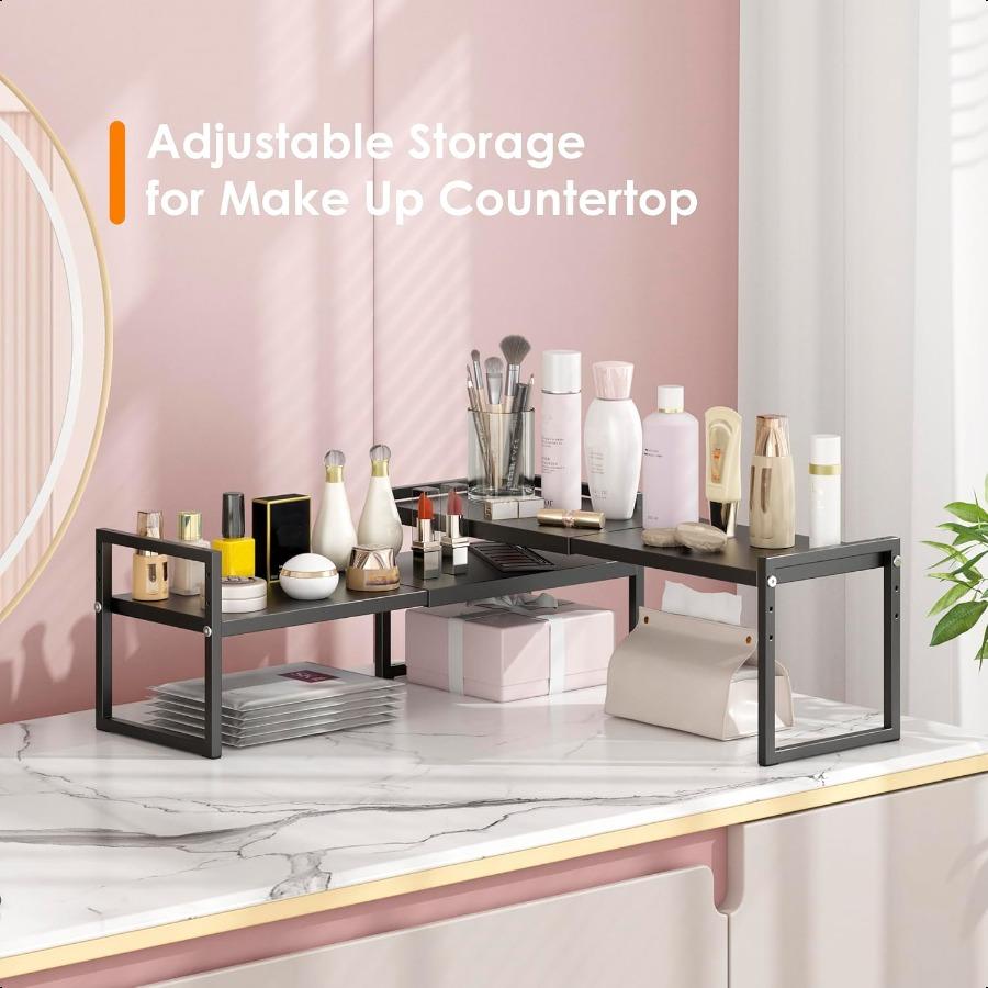 Expandable kitchen Countertop Organizer Stackable Cabinet Shelf Organizers Space Saving Spice Rack Pantry Storage for Bathroom
