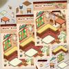 2PCS Warm Kitchen Sticker Harajuku Miniature Decoration Landscape Chambre Cafe Fashion Retro PET Art Decompression Stickers