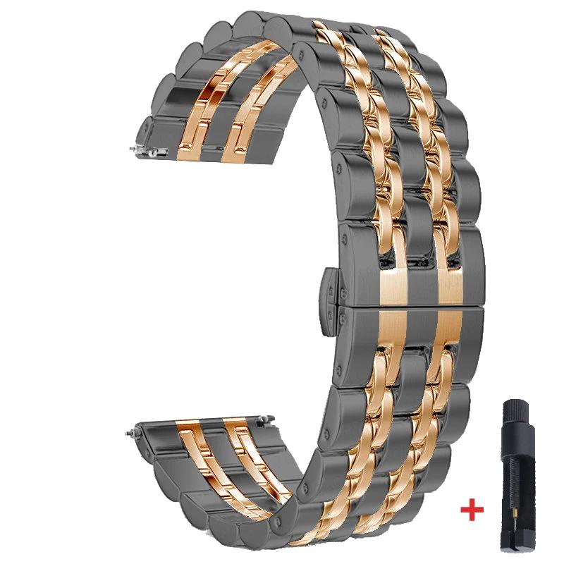 Pulseira de Aço Inoxidável 22mm 20mm Para Samsung Watch 3 4 5 45mm Gear S3 46mm 42mm Active2 40 44mm Pulseira de Metal