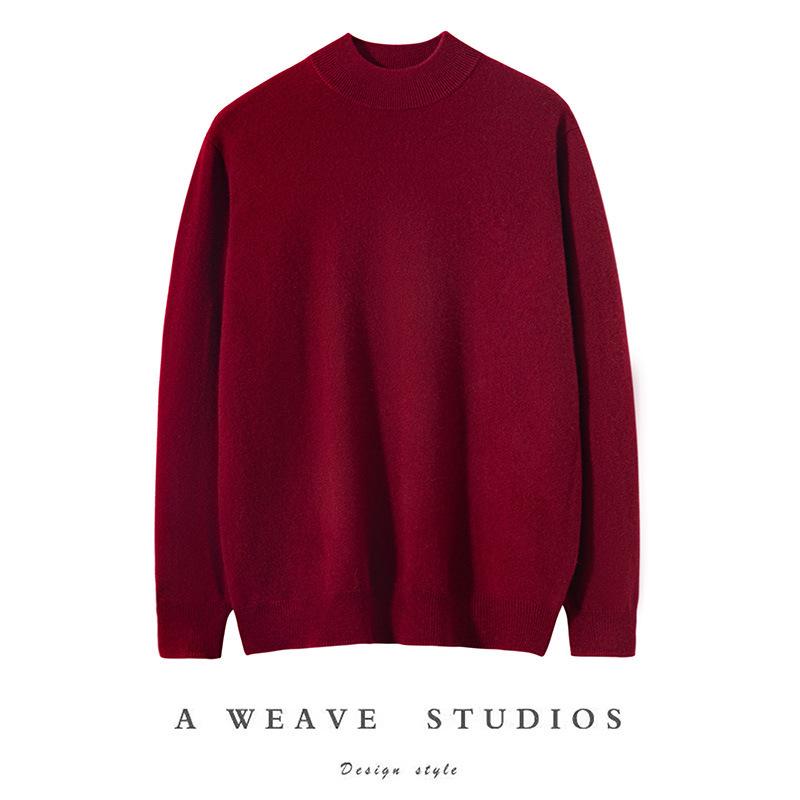 Men s 100% Pure Cashmere Half-High Neck Soft Knit Top for Autumn/Winter M