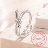 925 Sterling Silver Double Knot Finger Rings For Women Wedding Engagement Gift Party Charm Jewelry