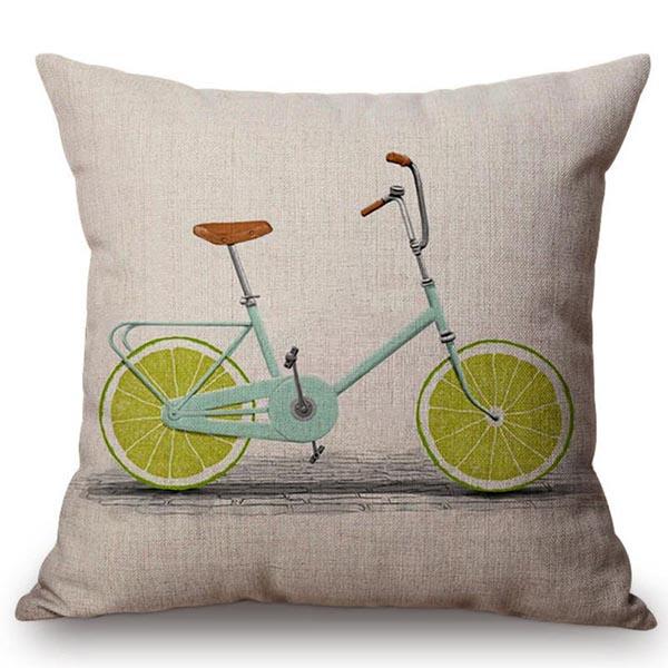 Modern Fruits Pattern Design Throw Pillow Case Pear Lemon Bicycle Summer Harmony Car Sofa Decoration Cushion Cover Cojines