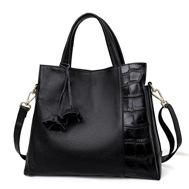 New Handbag Genuine Leather Women's Bag Casual and Fashionable Cowhide Shoulder Bag Diagonal Strap Bag Tassel Bag
