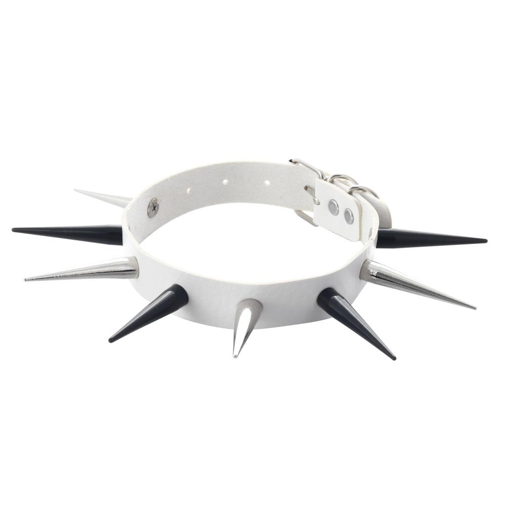 Großer Stachel-Choker Punk Kunstleder Halsband für Damen Herren Cooler Nieten-Choker Goth Style Halskette Gothic Accessoires