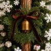 Mini Christmas Cedar Wreath Small Artificial Xmas Wreath with Bell And Ribbon Bow for Christmas Tree Mantle Window Fireplace Kitchen Decoration