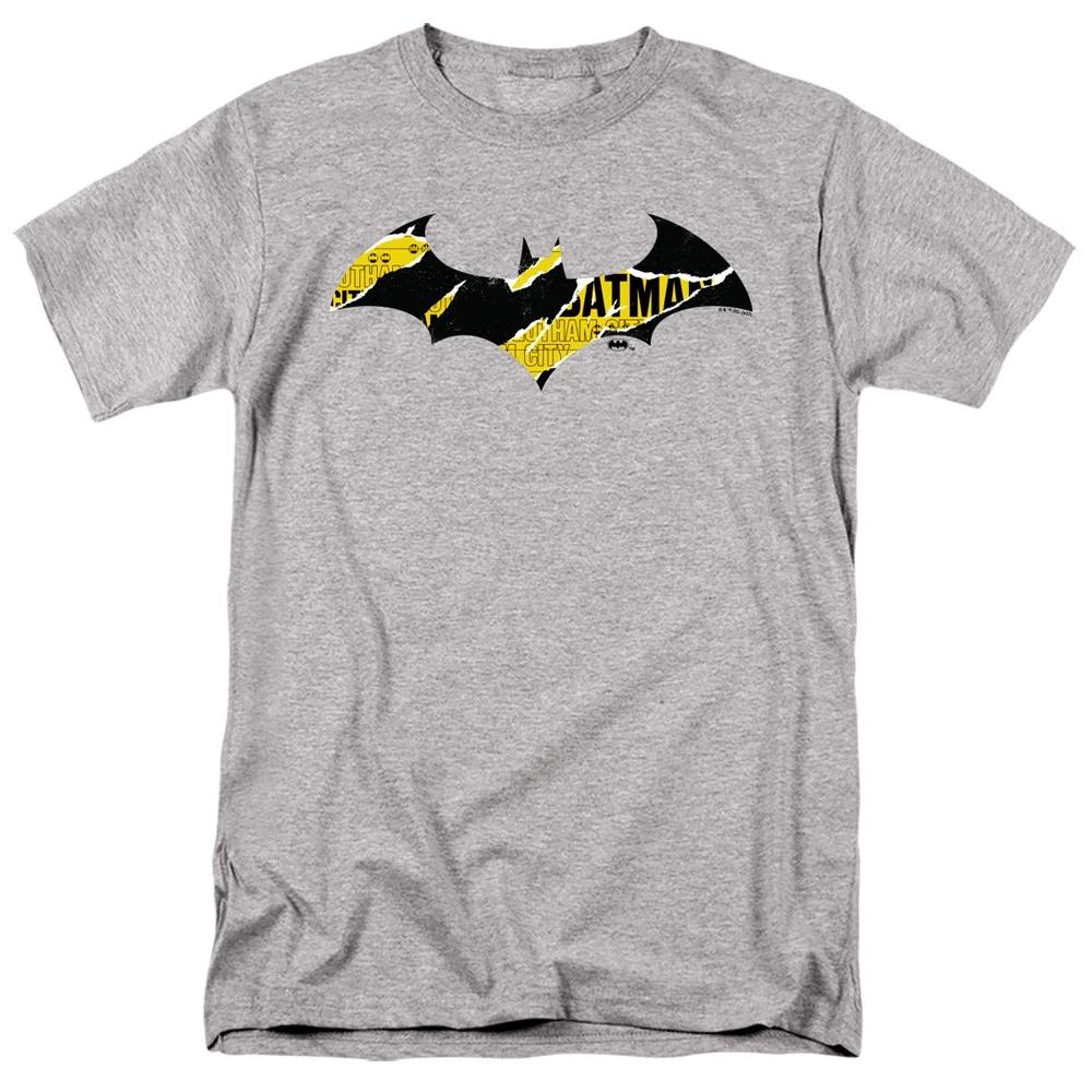 DC Comics - Batman - Batman Torn Gotham Logo - Unisex Children s T-shirt - Gray 130