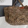 Yogodlns Women Canvas Vintage Shoulder Bags Leopard Large Capacity Leisure Design Shopping Commute Totes Bag