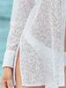 EDOLYNSA Solid Cover-ups Sexy Deep Summer Beach Dress Lace Tunic Blouse Women Beachwear Swimsuit Cover Up Robe De Plage Outfits