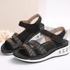 New thick-soled wedge heel large size one-word with sequined rhinestone thick-soled air cushion sandals women