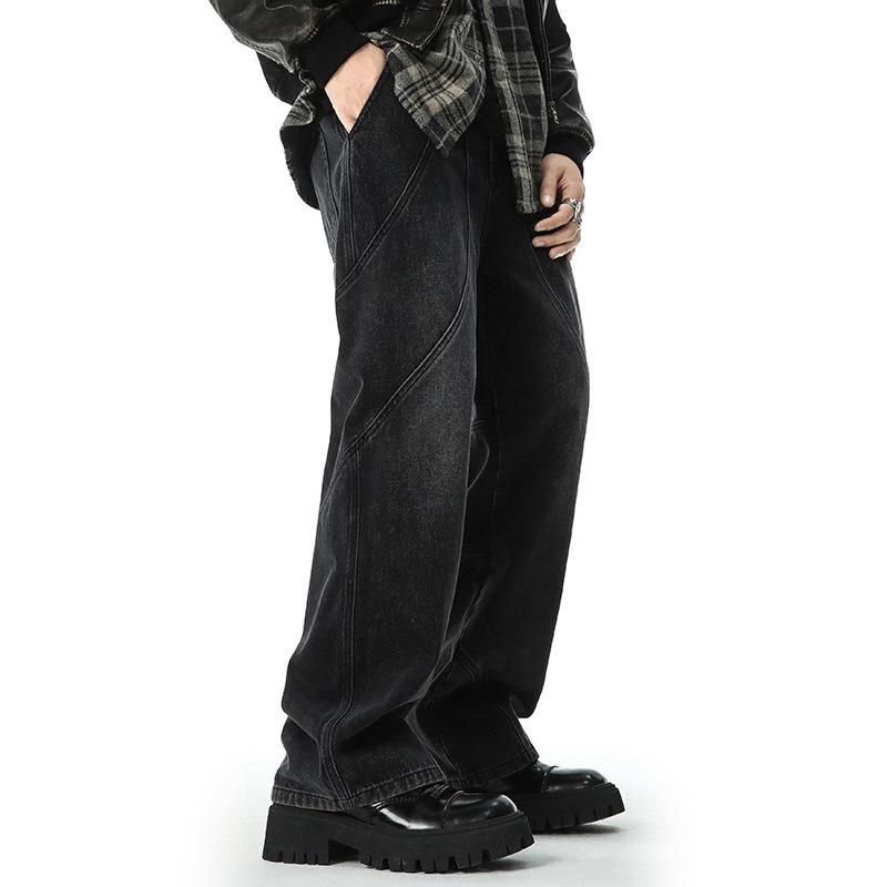 

Новые мужские джинсы Американские свободные градиентные ретро широкие брюки 2XL чёрный