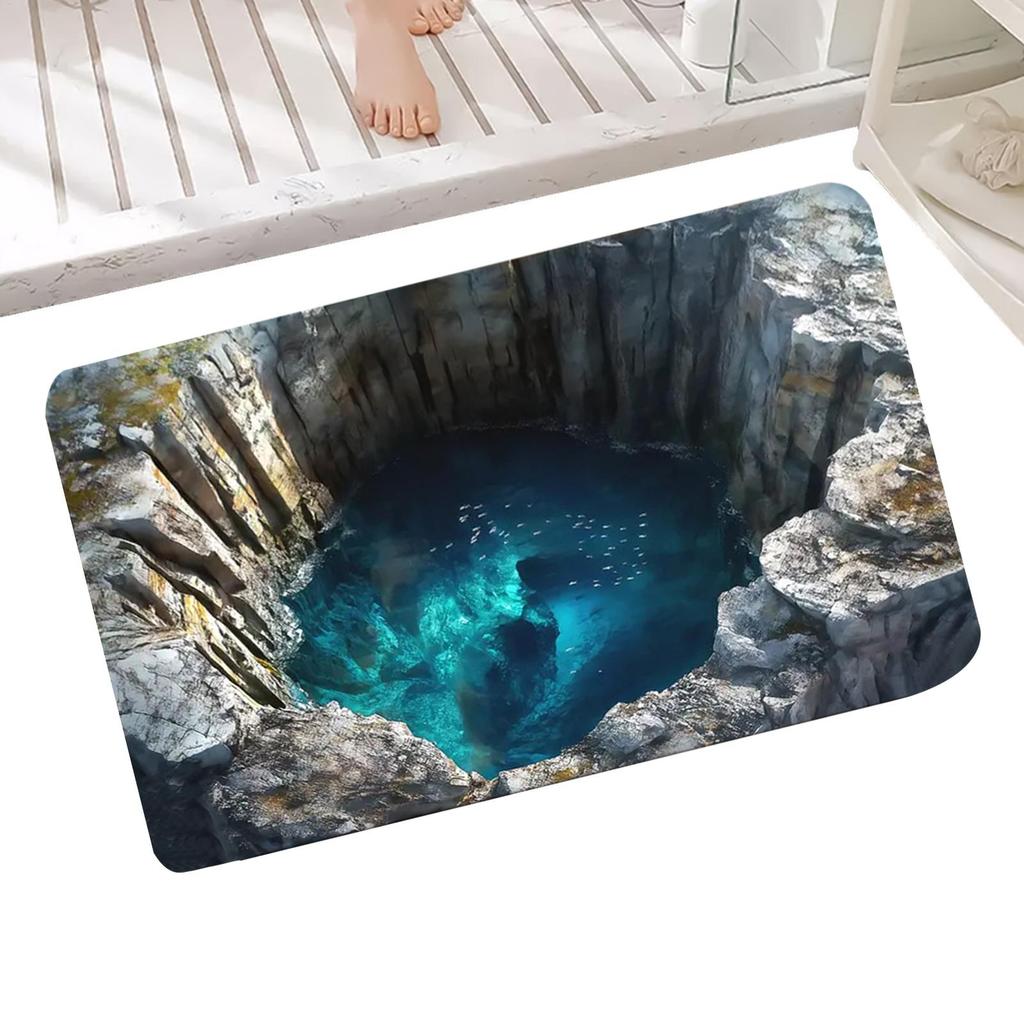 3D Optical Illusion Hole Rug Non Slip Carpet Easy Clean Pet Friendly Floor Mat for Living Room Hall Kitchen Bathroom Home Decor