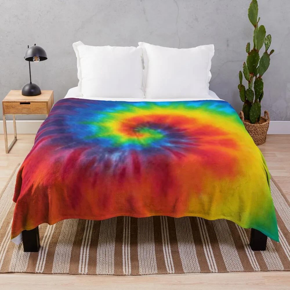 Tie Dye Colourful Flannel Throw Blanket Abstract Art Blanket Lightweight Super Soft for Bed Sofa Couch Decor for Kids Boys Girls