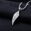 MossanRappr Sparkling Moissanite Iced Out Angel Wing Pendant Gold Plated Trendy Hip Hop Necklace Jewelry Gifts for Men Women