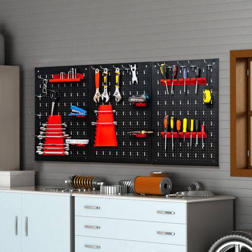 Perforated board, punching board, steel tool storage case, wall-mounted storage case, tool storage, small item storage, toolbox, factory, workshop, ga