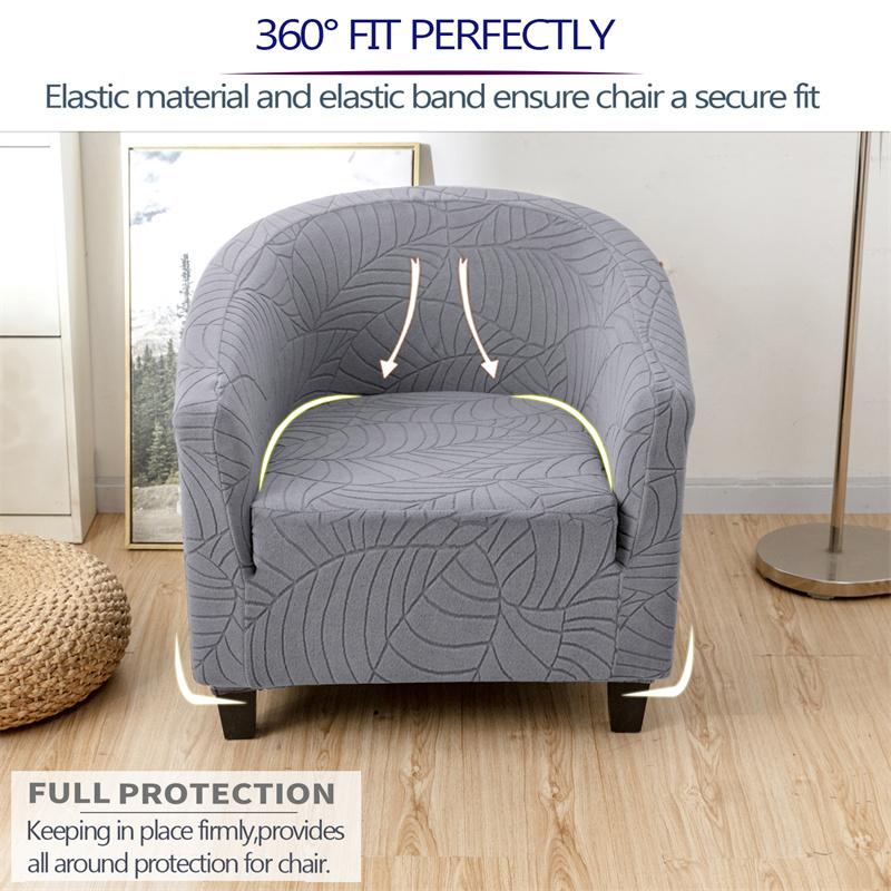 Jacquard Club Chair Cover Solid Color Elastic Tub Armchair Slipcovers Stretch Spandex Club Sofa Covers for Living Room Bar Home