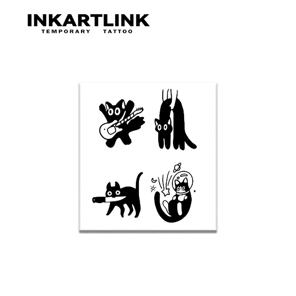 Cute black cat Temporary Tattoo,Lasts To 15 Days New Technology Magic Waterproof Semi Permanent Sticker.