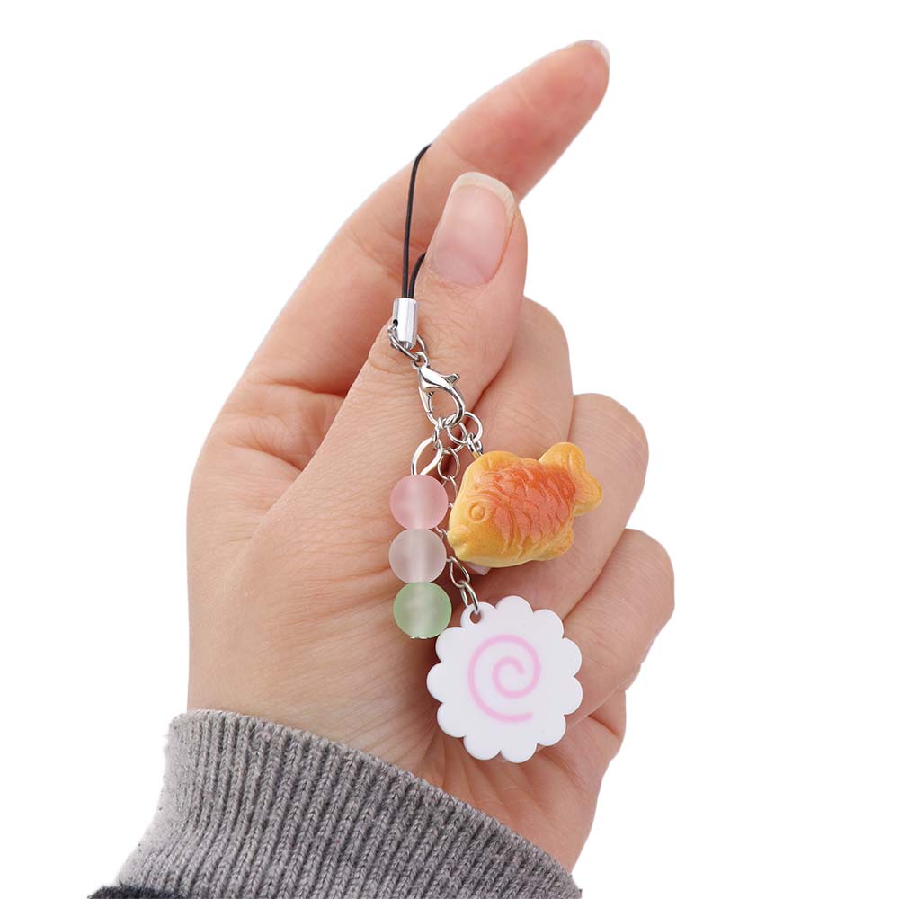 Japanese Food Taiyaki Pendant Street Food Dango Phone Charm Fish Cake Keychain Women Girls