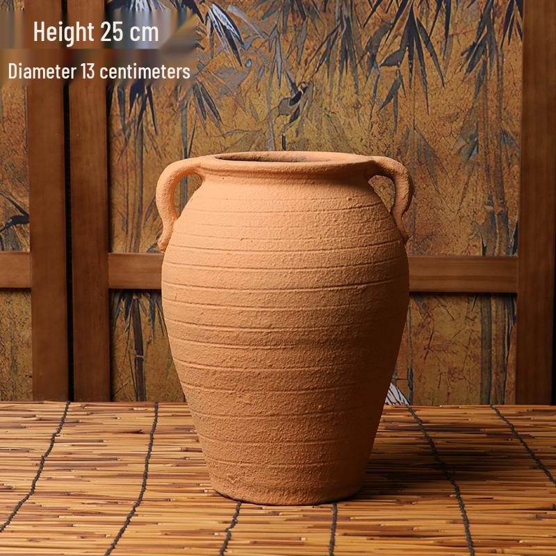 Jarrón de cerámica Wabi-Sabi: Cerámica Gruesa Estilo Chino Retro para Flores Secas, Vitrina, Club o Decoración de Sala de Estar.