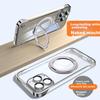 Magnetic Decompression StandIPhone 15 Pro Max Case, IPhone Electroplated Borderless Ultra-Thin Rotating Pivot Case, Titanium Silver Color