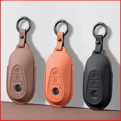 Leather Style Car Key Case Cover Shell Decoration Accessories For Mercedes Benz C CLE E GLC S Class W206 X254 W214 W223 AW1 F46