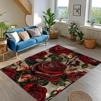 Roos Bloemen Kleed Kleurrijk Boho Decor Woonkamer Slaapkamer Kleed Retro Tapijt Huisdecoratie