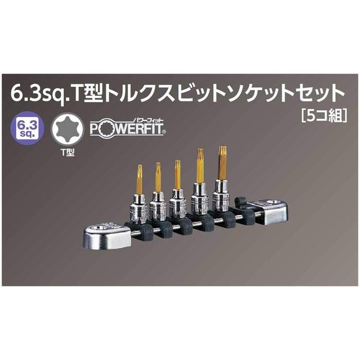 [Kyoto Machine Tool] Nepros 6.3mm (1/4 inch) T-Handle Torx Bit Socket Set (5-Piece) NTQ4T05A