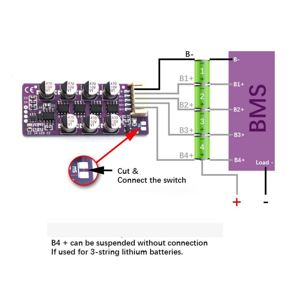 3S-4S Active Equalization Board 18650 Energy Transfer Balance BMS  Li-ion Battery