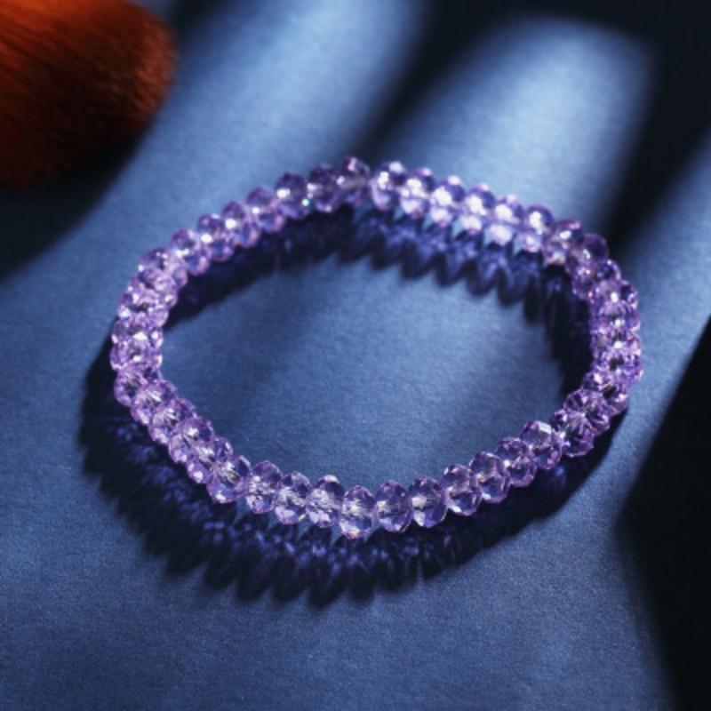 Square imitation crystal chain bead bracelet Bohemian style glass crystal bracelet Simple and sweet bracelet jewelry