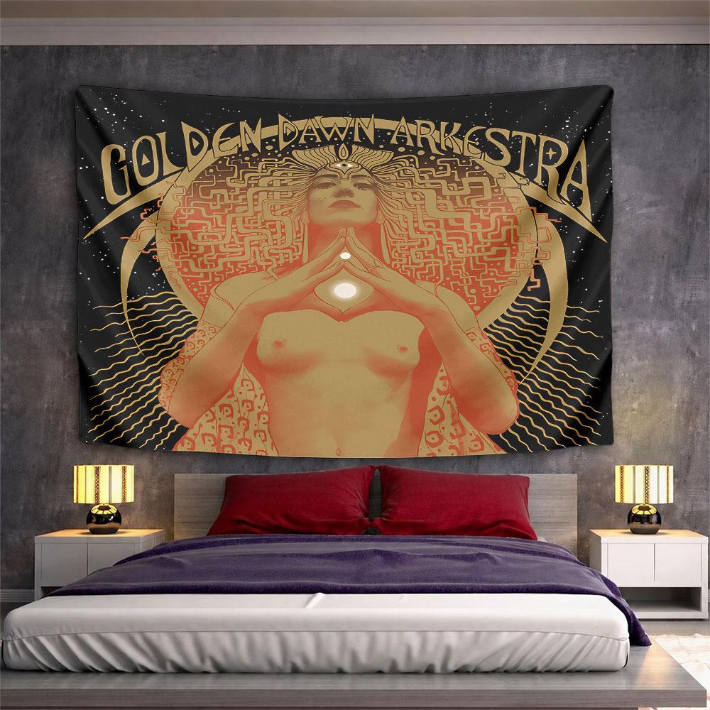 Golden Dawn Arkestra Third Eye Tapestry Wall Hanging Psychedelic Spiritual Decor for Bedroom Living Room Meditation Gift