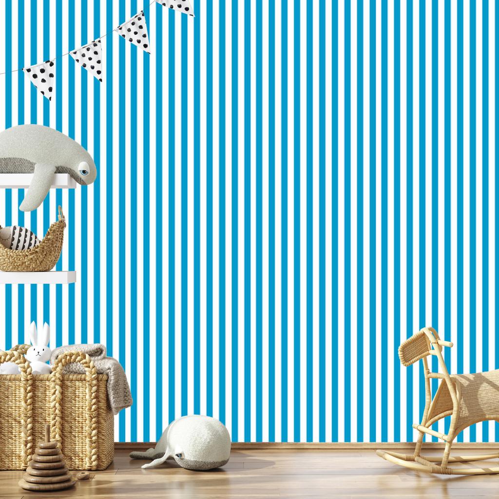 Wallpaper Stripes Turquoise, White and Celadon for Living Room and Bedroom 50x1000